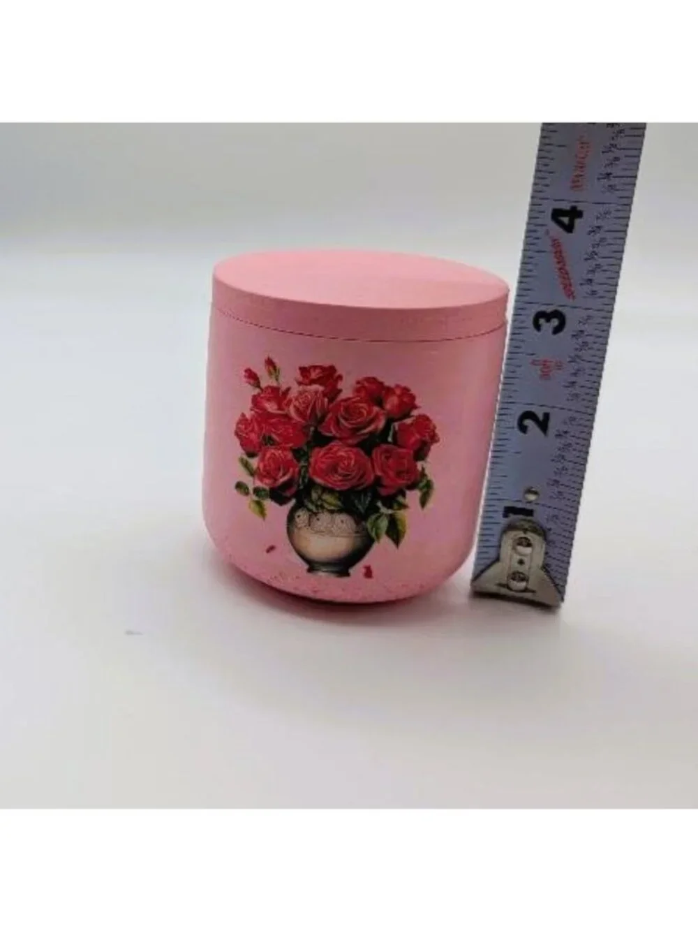 Handcrafted Eco Resin Pink Floral Lidded Trinket Jar with Roses